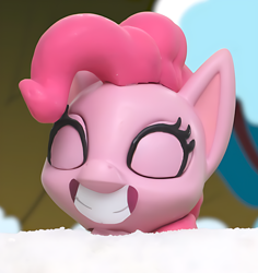 Size: 1016x1076 | Tagged: safe, imported from derpibooru, screencap, pinkie pie, earth pony, pony, my little pony: pony life, my little pony: stop motion short, bust, cropped, eyes closed, grin, smiling, snow, solo