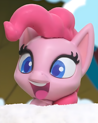 Size: 1034x1296 | Tagged: safe, imported from derpibooru, screencap, pinkie pie, earth pony, pony, my little pony: pony life, my little pony: stop motion short, cropped, open mouth, open smile, smiling, snow, solo