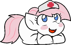 Size: 349x221 | Tagged: safe, artist:zutcha, edit, imported from twibooru, nurse redheart, earth pony, pony, cute, female, heartabetes, image, looking up, mare, open mouth, open smile, png, simple background, smiling, solo, transparent background