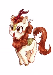 Size: 2480x3508 | Tagged: safe, artist:izuchi, imported from derpibooru, autumn blaze, kirin, signature, simple background, solo, white background