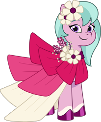 Size: 2879x3496 | Tagged: safe, imported from derpibooru, earth pony, pony, .ai available, .svg available, dahlia, female, g5, mare, my little pony: tell your tale, official, simple background, smiling, solo, svg, the petal gala, transparent background, unshorn fetlocks, vector