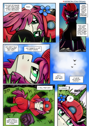 Size: 2480x3508 | Tagged: safe, artist:dsana, imported from derpibooru, fizzlepop berrytwist, tempest shadow, oc, oc:thistledown, earth pony, pony, unicorn, comic:a storm's lullaby, female, horn, mare