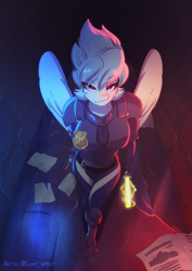 Size: 1768x2500 | Tagged: safe, artist:light262, imported from derpibooru, oc, oc:maelstrom (sanyo2100), anthro, pegasus, eletric, gun, pegasus oc, police officer, street, weapon, wings