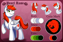 Size: 1552x1035 | Tagged: safe, artist:littletigressda, imported from derpibooru, oc, oc only, oc:pearl rose, pegasus, pony, :p, reference sheet, scared, smug, solo, tongue out