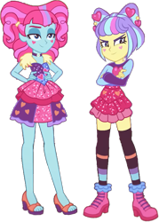 Size: 613x855 | Tagged: safe, edit, edited screencap, editor:pascalmulokozi2, imported from derpibooru, screencap, kiwi lollipop, supernova zap, equestria girls, boots, clothes, dress, duo, equestria girls specials, female, k-lo, my little pony equestria girls: sunset's backstage pass, not a vector, sandals, shoes, simple background, smiling, smug, sneakers, socks, sparkles, su-z, transparent background