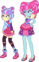 Size: 659x1046 | Tagged: safe, edit, edited screencap, editor:pascalmulokozi2, imported from derpibooru, screencap, kiwi lollipop, supernova zap, human, equestria girls, angry, annoyed, boots, clothes, dress, duo, equestria girls specials, female, k-lo, my little pony equestria girls: sunset's backstage pass, not a vector, postcrush, sandals, shoes, simple background, sneakers, socks, sparkles, su-z, transparent background, unimpressed