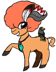 Size: 1002x1279 | Tagged: safe, artist:feenadot, imported from derpibooru, oc, oc only, oc:fastachee, bird, buffalo, blush lines, blushing, buffalo oc, feather, female, female oc, horns, jewelry, looking back, necklace, raised hoof, simple background, solo, story included, transparent background, turquoise