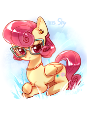 Size: 2480x3508 | Tagged: safe, artist:izuchi, imported from derpibooru, posey shy, pegasus, pony, female, glasses, mare, solo