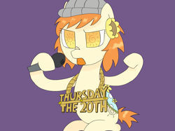 Size: 1443x1079 | Tagged: artist needed, safe, imported from derpibooru, oc, oc:thursday, date (time), jewelry, meme, microphone, necklace, ponified meme, rapper, simpsons did it, the simpsons, thursday the 20th, weekday ponies