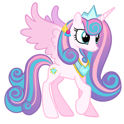 Size: 4974x4946 | Tagged: safe, artist:alicesponycorner, imported from derpibooru, princess flurry heart, alicorn, pony, accessory, adult flurry heart, collar, crown, crystal heart, gameloft, gameloft interpretation, gradient mane, high res, jewelry, older, older flurry heart, princess, raised hoof, regalia, royal, royalty, show accurate, simple background, slender, solo, spread wings, thin, transparent background, wings