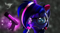 Size: 1024x576 | Tagged: safe, artist:runic_the_wolf, oc, oc only, oc:woona sparkle, pony, 3d, female, glasses, heterochromia, mare