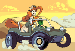 Size: 419x286 | Tagged: safe, artist:yidwags, imported from derpibooru, oc, oc only, oc:anon, oc:nordpone, earth pony, human, pony, clothes, digital art, driving, dune, dune buggy, earth pony oc, pixel art, suit