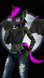 Size: 576x1024 | Tagged: safe, artist:runic_the_wolf, oc, oc only, anthro, 3d, breasts, cleavage, clothes, female