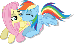Size: 6281x3728 | Tagged: safe, artist:creedyboy124, imported from derpibooru, fluttershy, rainbow dash, pegasus, pony, female, flutterdash, kissing, lesbian, mare, shipping, simple background, spread wings, transparent background, wings