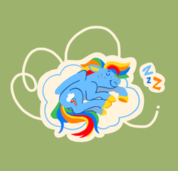 Size: 1302x1252 | Tagged: safe, artist:peppar, imported from derpibooru, part of a set, rainbow dash, pegasus, pony, beanbrows, closed mouth, cloud, colored hooves, colored pinnae, eyebrows, eyes closed, female, floppy ears, freckles, green background, hooves, lying down, lying on a cloud, mare, nostrils, on a cloud, on side, onomatopoeia, outline, simple background, sleeping, sleeping on a cloud, smiling, solo, sound effects, white outline, wings, yellow hooves, zzz