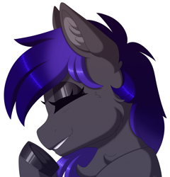 Size: 3835x4000 | Tagged: safe, artist:melodytheartpony, imported from derpibooru, oc, earth pony, bust, cheek fluff, ear fluff, eyelashes, eyes closed, eyeshadow, female, gradient mane, icon, laughing, long mane, makeup, mare, oc name needed, raised hoof, shiny mane, side view, signature, signed, simple background, smiling, turned away, white background