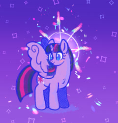 Size: 1918x2000 | Tagged: safe, artist:bubbled-tea-dreams, imported from derpibooru, twilight sparkle, alicorn, pony, abstract background, cute, female, mare, smiling, solo, spread wings, turned head, twiabetes, twilight sparkle (alicorn), wings