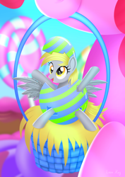 Size: 2480x3508 | Tagged: safe, artist:leonkay, imported from derpibooru, derpy hooves, pony, easter, easter egg, holiday, solo