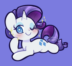 Size: 1548x1408 | Tagged: safe, artist:typhwosion, imported from derpibooru, rarity, unicorn, horn, looking at you, lying down, one eye closed, solo, sparkles, wink