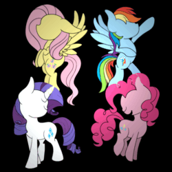 Size: 1600x1600 | Tagged: safe, artist:acousticbrony, artist:cyril the wolf, artist:forest rain, artist:mandopony, artist:theartistsora, imported from derpibooru, fluttershy, pinkie pie, rainbow dash, rarity, earth pony, pegasus, pony, unicorn, 2017, acoustic, animated, cover, electronic, horn, lossless transcode, music, pop punk, pop rock, rock (music), sound, sound only, vocals, webm, wings