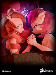 Size: 4320x5760 | Tagged: safe, artist:reinbou, imported from derpibooru, oc, oc only, oc:aiko, oc:rein, anthro, pegasus, unicorn, 3d, bed, blender, blender cycles, crying, horn, magic, magic aura, sad, sleeping