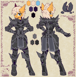 Size: 3108x3160 | Tagged: safe, artist:flightov, imported from derpibooru, oc, oc only, anthro, earth pony, armor, female, knight, knight armor, medieval, reference sheet, solo, solo female