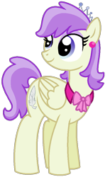 Size: 552x892 | Tagged: safe, artist:starryoak, imported from derpibooru, alula, pluto, earth pony, pony, alula kicker, awwlula, closed mouth, cute, ear piercing, earring, female, folded wings, jewelry, mare, older, older alula, older pluto, piercing, plutobetes, ribbon, simple background, smiling, solo, tiara, transparent background, vector, wings