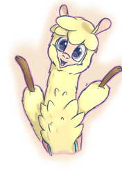 Size: 3541x5016 | Tagged: safe, artist:playful wings, imported from derpibooru, alpaca, them's fightin' herds, cloven hooves, community related, cute, female, gradient background, looking at you, paprika (tfh), paprikadorable, simple background, solo