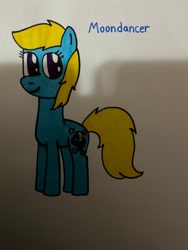 Size: 3024x4032 | Tagged: safe, artist:janeanderson26, imported from derpibooru, moondancer (g3), earth pony, pony, closed mouth, cute, female, g3, g3 dancerbetes, g3 to g4, generation leap, mare, simple background, smiling, solo, traditional art, white background