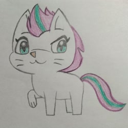 Size: 2650x2650 | Tagged: safe, artist:tom artista, imported from derpibooru, zipp storm, cat, animal, animal in mlp form, catified, drawing, female, g5, solo, species swap, traditional art