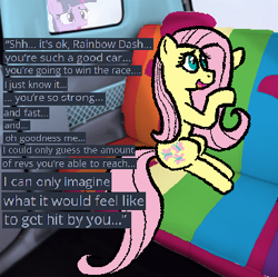 Size: 366x365 | Tagged: safe, artist:sunrise-pony, imported from derpibooru, fluttershy, rainbow dash, twilight sparkle, alicorn, pegasus, pony, car, carified, dialogue, female, flutterdash, lesbian, mare, shipping, solo focus, transformation, twilight sparkle (alicorn)