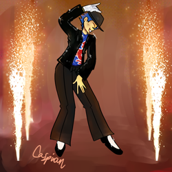 Size: 3000x3000 | Tagged: safe, artist:hollaholla69, imported from derpibooru, flash sentry, human, equestria girls, clothes, denim, fire, gloves, jacket, jeans, male, michael jackson, pants, solo, sparkles