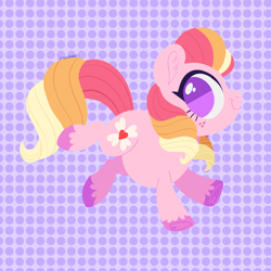 Size: 2048x2048 | Tagged: safe, artist:fizzlefer, imported from derpibooru, oc, oc only, oc:honeycrisp blossom, earth pony, pony, female, filly, foal, patterned background, solo