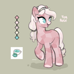 Size: 4000x4000 | Tagged: safe, artist:itsspoops, imported from derpibooru, oc, oc only, oc:tea rose, crystal pony, earth pony, pony, female, mare, reference sheet, solo