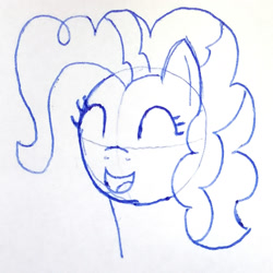 Size: 1800x1800 | Tagged: safe, artist:jakusi, pinkie pie, earth pony, pony, bust, eyes closed, female, happy, laughing, mare, portrait, sketch, solo, traditional art