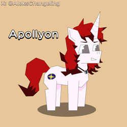 Size: 3000x3000 | Tagged: safe, artist:wasisi, imported from derpibooru, oc, oc only, oc:apollyon, pony, unicorn, brown background, horn, simple background, solo, unicorn oc