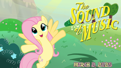 Size: 2063x1161 | Tagged: safe, artist:not-yet-a-brony, artist:sallyso, artist:xpesifeindx, imported from derpibooru, fluttershy, pegasus, 2025, female, flower, hill, lyrics in the description, march, mare, mountain, movie reference, outdoors, singing, song in the description, song reference, the sound of music, tree, youtube link in the description