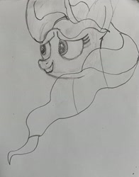 Size: 3024x3855 | Tagged: safe, artist:1611volk, imported from derpibooru, vapor trail, pegasus, pony, bust, female, mare, pencil drawing, sketch, smiling, traditional art