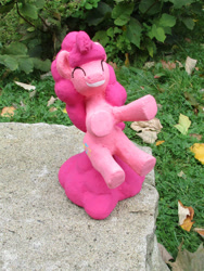 Size: 774x1032 | Tagged: safe, alternate version, artist:malte279, imported from derpibooru, part of a set, pinkie pie, earth pony, pony, concrete, craft, female, irl, jumping, mare, outdoors, photo, sculpture, solo, ytong