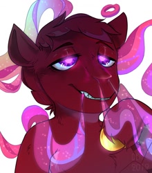 Size: 1127x1280 | Tagged: safe, artist:devi_shade, imported from derpibooru, oc, oc only, pony, chest fluff, drug use, drugs, female, heart, heart eyes, mare, sharp teeth, smoke, teeth, unshorn fetlocks, wingding eyes