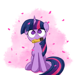 Size: 3000x3000 | Tagged: safe, artist:widelake, imported from derpibooru, twilight sparkle, alicorn, pony, cherry blossoms, female, flower, flower blossom, red bean jelly, simple background, solo, twilight sparkle (alicorn), white background, yanggang