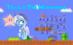 Size: 1680x1050 | Tagged: safe, artist:puzzlshield2, imported from derpibooru, trixie, pony, unicorn, 3d, army, bone, cape, captain lou albano, clothes, crossover, dr. mario, fanfic art, fimfiction, fimfiction.net link, hat, horn, hotel mario, magic, mario teaches typing 2, mmd, multiverse, nintendo, nintendo entertainment system, power star, running, skeleton, smg4, super mario, super mario 64, super mario bros., super mario galaxy, super mario maker, super mario odyssey, super mario party, super nintendo, super smash bros., the super mario bros. movie, the super mario bros. super show!, trixie's cape, trixie's hat