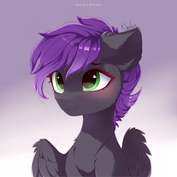 Size: 1280x1280 | Tagged: safe, artist:nnaly, imported from derpibooru, oc, oc only, oc:amethyst tempest, pegasus, pony, female, gradient background, mare, solo