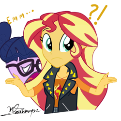 Size: 640x640 | Tagged: safe, imported from derpibooru, sunset shimmer, twilight sparkle, equestria girls, photo