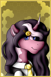 Size: 2401x3601 | Tagged: safe, artist:thebenalpha, imported from derpibooru, oc, oc only, oc:hilfe, unicorn, clothes, hairclip, horn, necktie, school uniform, solo, unicorn oc, uniform
