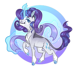 Size: 1280x1138 | Tagged: safe, artist:honkhonkbonk, imported from derpibooru, rarity, pony, alternate design, chibi, cloven hooves, fabric, magic, solo