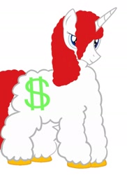 Size: 1269x1742 | Tagged: safe, artist:kingofmlp, imported from derpibooru, oc, oc only, oc:lmoney, fluffy pony, pony, unicorn, 30s, curly mane, curly tail, fluffy, horn, long mane, long tail, male, side view, simple background, solo, stallion, tail, white background
