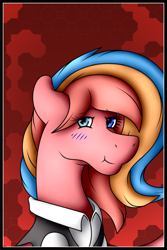Size: 2401x3601 | Tagged: safe, artist:thebenalpha, imported from derpibooru, oc, oc only, oc:gaffy, pegasus, blushing, clothes, pegasus oc, school uniform, uniform, wings