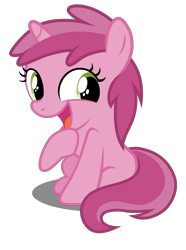 Size: 2900x3900 | Tagged: safe, artist:mundschenk85, imported from derpibooru, ruby pinch, pony, unicorn, background pony, cute, excited, female, filly, foal, happy, horn, open mouth, open smile, pinchybetes, shadow, simple background, sitting, smiling, transparent background, vector