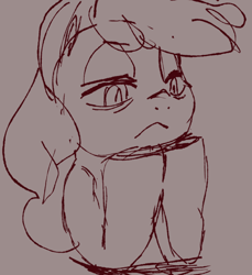 Size: 762x831 | Tagged: safe, artist:buttercupsaiyan, imported from twibooru, pony, bored, image, png, sad, sketch, sulk